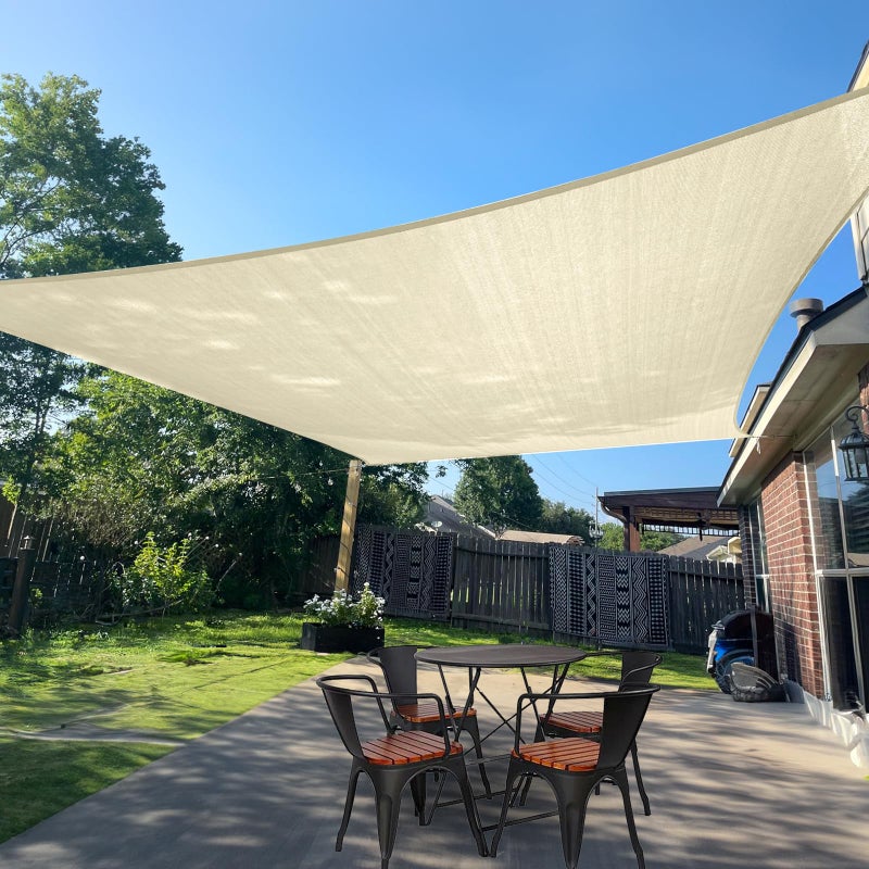 SUNLAX Sun Shade Sail 12' x 16' Butter Cream Rectangle Canopy Sail Shade Cover UV Block Permeable Sunshade Outdoor for Patio Backyard (We Make Custom Size) - Image 1